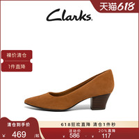 Clarks 其乐 女鞋春夏尖头粗跟单鞋法式优雅复古浅口通勤鞋