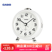 CASIO 卡西欧 小闹钟学生儿童闹铃钟时尚创意床头闹表男 卧室简约小夜灯闹钟女 白色TQ-149-7PF