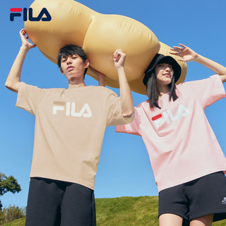 FILA斐乐官方情侣短袖T恤夏季时尚休闲中性丝柔棉宽松运动男女 绿色-LG（宽松版型，建议拍小一码） 180/100A/XL
