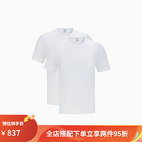 Calvin KleinCK内衣男士两件装休闲圆领舒适纯棉撞色印花居家短袖T恤NP2153O 100-白色 L