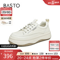 BASTO 百思图 2023秋季新款商场同款时尚运动板鞋厚底女休闲鞋VQH01CM3 米白 37