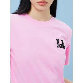 LILY2023夏新款女装柔软新疆棉洋气钉珠圆领宽松T恤 802粉紫 XS