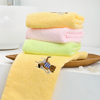 金号纯棉卡通儿童面巾吸水童巾 可爱绣花 吸水舒适 擦手洗脸 黄色一条