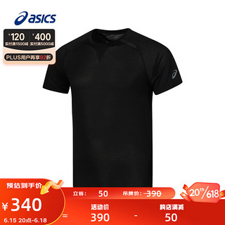 ASICS 亚瑟士 运动T恤男子ACTIBREEZE提花短袖透气吸湿舒适 2031D786-001 黑色 XXL