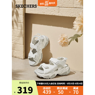 SKECHERS 斯凯奇 休闲舒适露趾沙滩鞋896052 白色/灰色/WGY 38