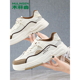 木林森（MULINSEN）女鞋网面透气厚底小白鞋休闲舒适学生板鞋 ST06