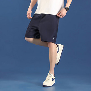 元素温度休闲反光条跑步速干纯色中青年五分短裤 黑色+灰色 8XL（240-280斤）