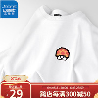 真维斯(JEANSWEST)短袖t恤夏季纯棉吸汗情侣游戏胸标印花上衣青少年学生宽松大码t恤 白色(玛丽蘑菇X) XL(体重130斤-150斤)