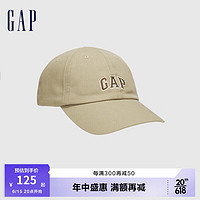 Gap 盖璞 男装夏季2023新款LOGO纯棉运动鸭舌帽棒球帽673792遮阳休闲帽 卡其色 均码