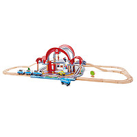 Hape 1岁+儿童玩具火车轨道模型玩具豪华火车站经典8字套