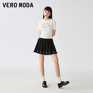 Vero ModaT恤女2023春夏新款圆领修身版型短袖休闲简约气质 S85本白色 L