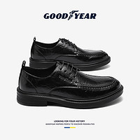 固特异（Goodyear）皮鞋男款2023夏季男鞋英伦商务正装鞋男士皮鞋真皮透气婚鞋德比鞋 黑色 38