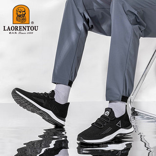 老人头（laorentou）跑步鞋男鞋夏季网面飞织运动鞋休闲鞋轻便旅游鞋 LA11105 黑 41