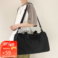 布兰奴(BULANNU)大容量旅行包男士运动单肩手提行李收纳袋男女通用瑜伽单肩健身包 黑色