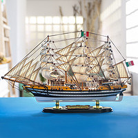Snnei 室内 实木帆船模型摆件 创意一帆风顺手工艺品 开业礼品乔迁之喜礼物 《韦斯普奇号》52cm