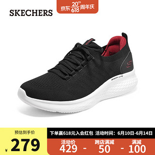 斯凯奇（SKECHERS）2023春季男士运动鞋休闲户外鞋232593黑色/红色/BKRD 40