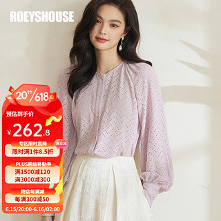 ROEYSHOUSE罗衣时尚烧花温柔衬衫女2023夏装新款粉紫色上衣灯笼袖衬衣08181 粉紫色 M