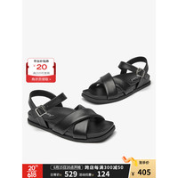BEAUTODAY 2023平底凉鞋女夏季交叉带BT新款凉鞋拖女夏外穿沙滩凉鞋子女 经典黑 36
