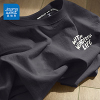 真维斯(JEANSWEST)夏季纯棉简约短袖t恤男女款夏装衣服宽松港风潮流纯白色学生半袖 深灰 夏日阳光_K M