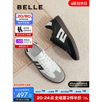 百丽撞色休闲鞋男鞋2023秋季新款商场同款舒适德训低帮板鞋8BE01CM3 白色 38