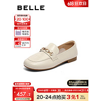 BeLLE 百丽 压纹豆豆鞋女2023秋季新商场同款舒适便鞋BZ720CA3 米色 33