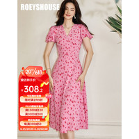 ROEYSHOUSE 罗衣 法式浪漫花色收腰连衣裙2023夏装女新款V领中长碎花裙子08572 花色 L