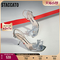 STACCATO 思加图 新款仙女鞋甜美蝴蝶结凉鞋细高跟鞋女凉鞋EBB03BL2