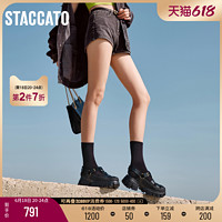 STACCATO 思加图 2023夏季新款包头猪笼鞋厚底增高罗马编织凉鞋女鞋EBK35BL3