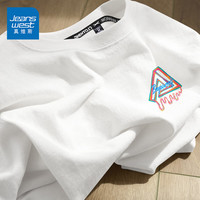 真维斯(JEANSWEST)夏季纯棉简约短袖t恤男女款夏装衣服宽松港风潮流纯白色学生半袖 白色 彩色潮牌_K 4X