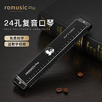 Romusic 正品口琴24孔复音男士儿童初学者乐器入门学生专业演奏级