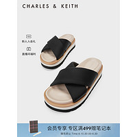 CHARLES & KEITH CHARLES&KEITH23夏季新品CK1-70580207交叉带外穿厚底凉拖鞋女 Black黑色 36