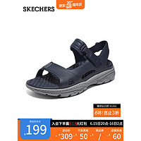 斯凯奇（Skechers）2023夏季新款男士轻质休闲塑膜凉鞋外穿开车鞋子243094 海军蓝色/灰色/NVGY 43