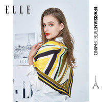 ELLE100%桑蚕丝真丝丝巾女士春季时尚百搭出游送礼礼盒装妈妈方巾 黄色