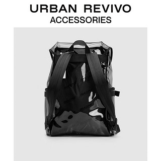 URBAN REVIVO2023夏季新款男潮酷透明大容量双肩包背包UAMB32079 黑色