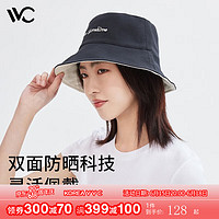 VVC遮阳帽女双面渔夫帽盆帽大头围防晒帽男女夏太阳帽子 时尚黑/奶白