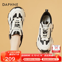达芙妮(DAPHNE)休闲鞋女厚底老爹鞋春季2023新款松糕底厚底内增高运动鞋子 黑色 34标准码