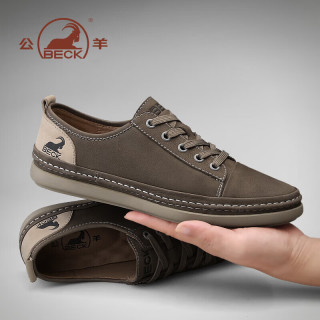 公羊男鞋休闲鞋男皮鞋运动鞋板鞋软底鞋子男 fes62076 卡其 43