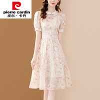 皮尔·卡丹 皮尔卡丹(pierre cardin)轻奢复古小众中式改良版旗袍裙女2023夏季新款轻熟风优雅雪纺碎花 8014花色 关注店铺优先发货 S 建议95斤以内