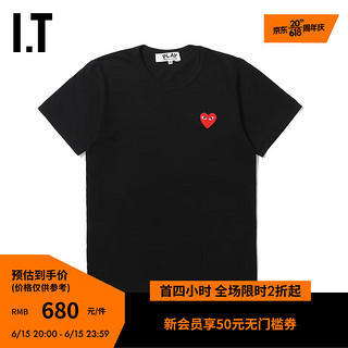 PLAY COMME DES GARCONSIT CDG 女装短袖T恤红色爱心刺绣 BKX/黑色 XXS