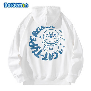 哆啦A梦（DORAEMON）月球环形字母卡通机器猫印花休闲圆连帽卫衣 男女同款 白色 S