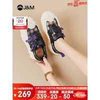 快乐玛丽(J&M)休闲鞋女2023夏季新款百搭魔术贴露营风丑萌透气轻便运动鞋女鞋 黑色 35