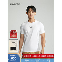 Calvin Klein Jeans23春夏新款男士时尚字母印花圆领修身短袖T恤J324254 YAF-月光白 XXL