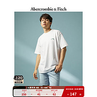 ABERCROMBIE & FITCH男装女装情侣 美式运动双重刺绣纯色圆领短袖T恤 327030-1 白色 L (180/108A)