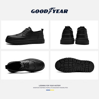 固特异（Goodyear）男鞋商务休闲皮鞋男士户外工装鞋驾车鞋聚会宴会鞋正装鞋 黑色 39标准皮鞋码