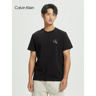 Calvin Klein Jeans夏季男女情侣中性潮流纯棉字母印花透气短袖T恤J400211 BEH-黑色 M