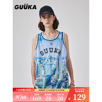 古由卡(GUUKA)美式街头运动篮球背心男圆领夏季潮坏学生透气汗衫无袖男背心宽松 天空蓝 S