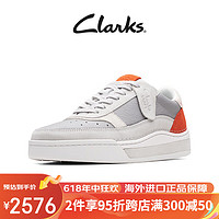 Clarks其乐艺动系列男鞋新品复古潮流拼色舒适耐磨透气休闲板鞋 灰色/红色261709377 39.5