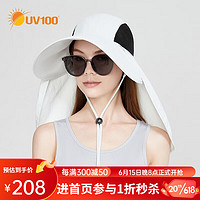 UV100防晒帽女夏户外骑行遮阳大帽檐护颈透气防紫外线太阳帽23319 极简灰-遮蔽率99.33 % F