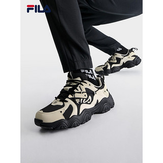 FILA斐乐官方猫爪FLUID 4男鞋复古运动鞋2023夏季新款轻便透气休闲鞋 黑/珍珠色-BS 39