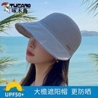 啄木鸟(TUCANO)帽子女夏季新款鸭舌帽防紫外线太阳帽韩版潮网红大帽檐遮阳防晒帽 灰色